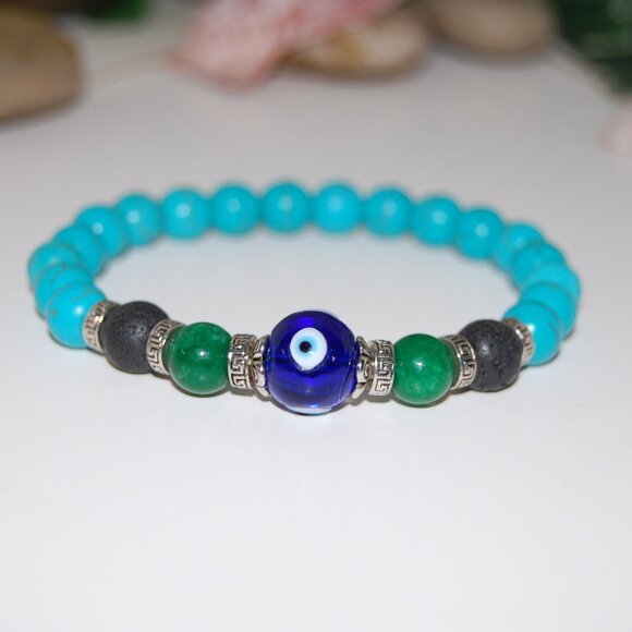 Evil Eye Bracelet,Gemstone Bracelet,Handmade Stone Beads Bracelet - Picture 3 of 3
